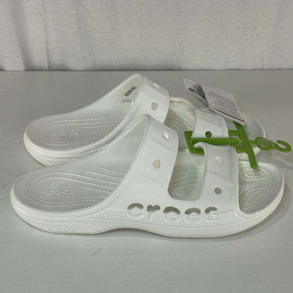 Crocs Baya Slide Sandals White 2 Strap Shoes Size Mens 9 Womens 11 - Picture 1 of 6